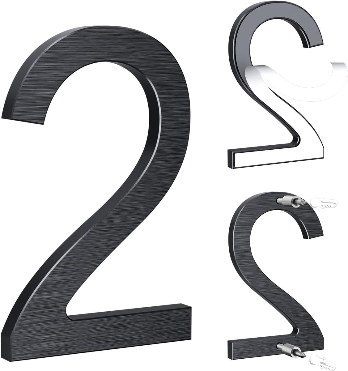 Huisnummer 12,5 cm - Zwart aluminium - Weerbestendig - Voor deur, muur of hek - SnelShoppen