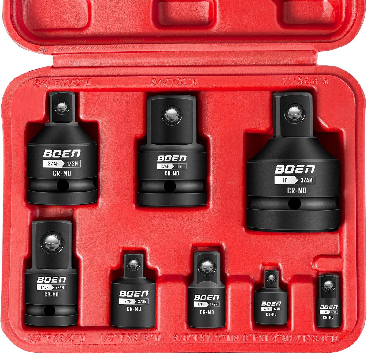 SnelShoppen - 8pcs Impact Adapter Set - 1/4" 3/8" 1/2" 3/4" Socket Adapters - Chrome Molybdenum Staal - Duurzaam en Betrouwbaar voor Klussen