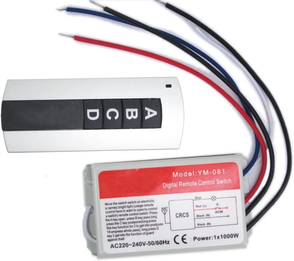 Draadloze wandschakelaar met afstandsbediening - 220V - 240V - Digitale schakelaar met vertraging - SnelShoppen