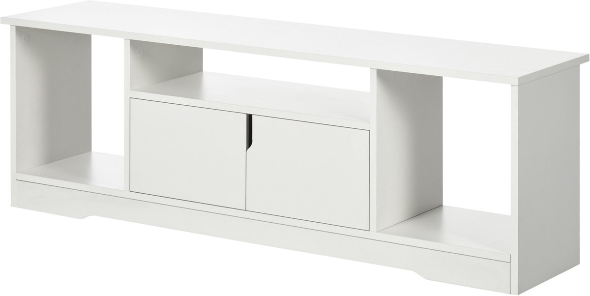 Modern design tv-meubel, geschikt voor televisies tot 42'', 3 nissen, opbergkast met twee deuren, entertainmentcentrum geschikt voor woonkamer, slaapkamer, Afmetingen 120L x 30l x 41H cm - wit spaanplaat