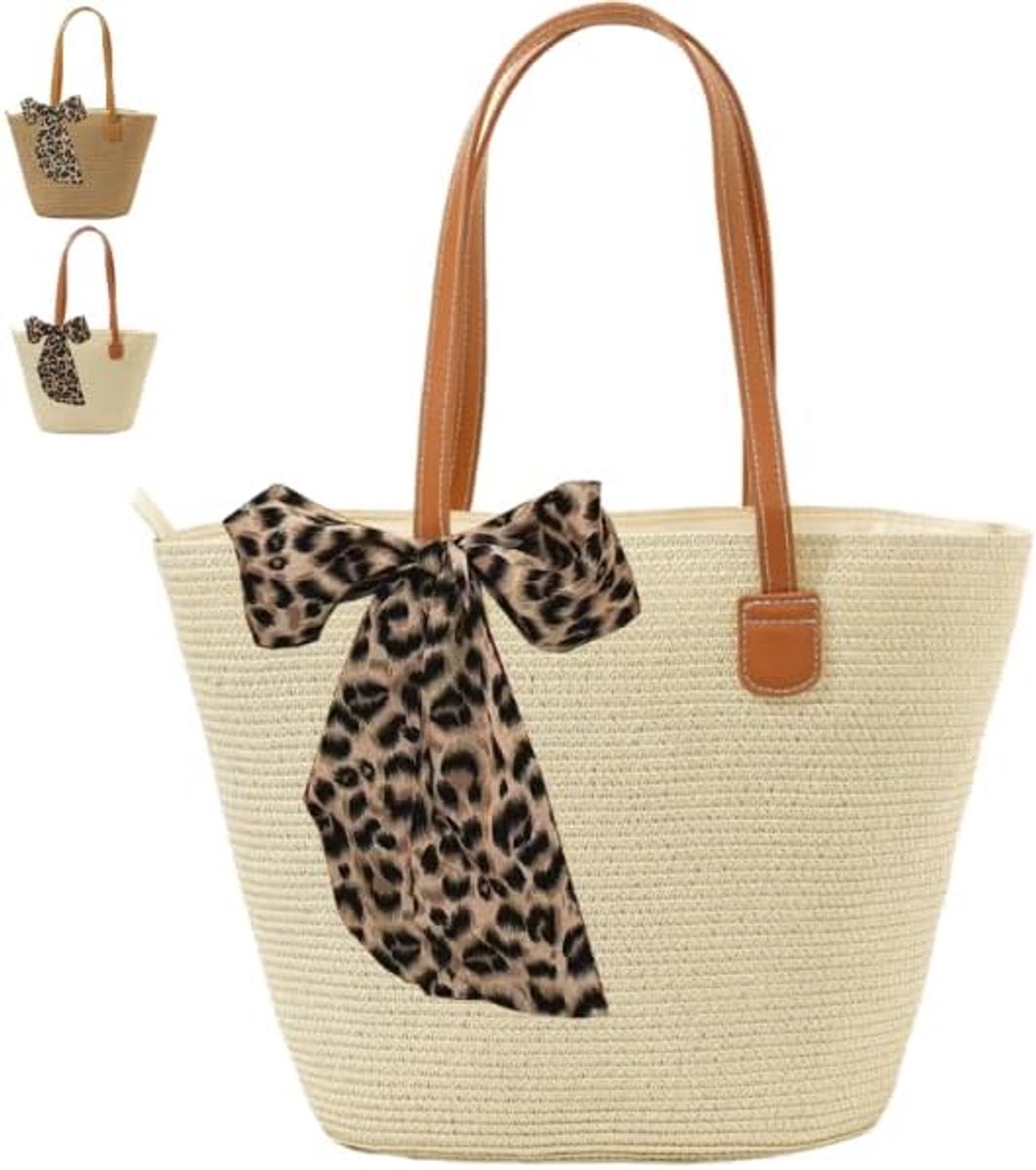 Strandtas - riet - groot formaat - ideaal voor een dagje strand - SnelShoppen