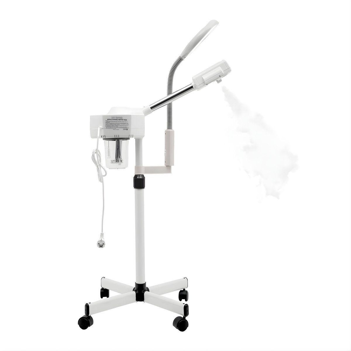 Gezichtsstomer 2-in-1 – 800W – Met 5x Vergrotende LED Lamp – 45-50°C – Vloermodel Beauty Apparaat – EU Stekker – Ivoor