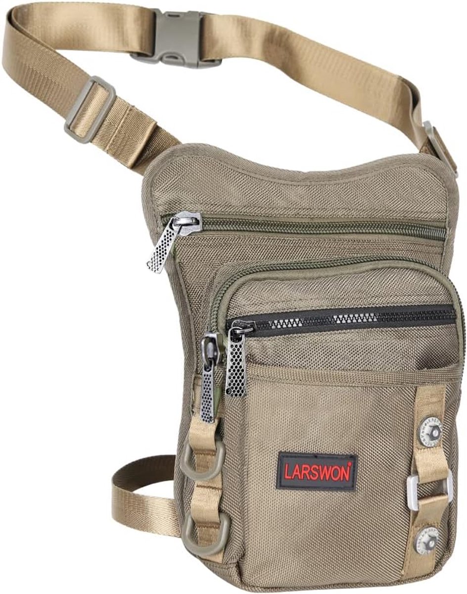 Thijox - Dijbeentas, Larswon Beentas, Tactische Heuptas, Waterdichte Motortas, Lichtgewicht Oxford Polyester, Verstelbare Schouderriem, Ideaal voor Ca