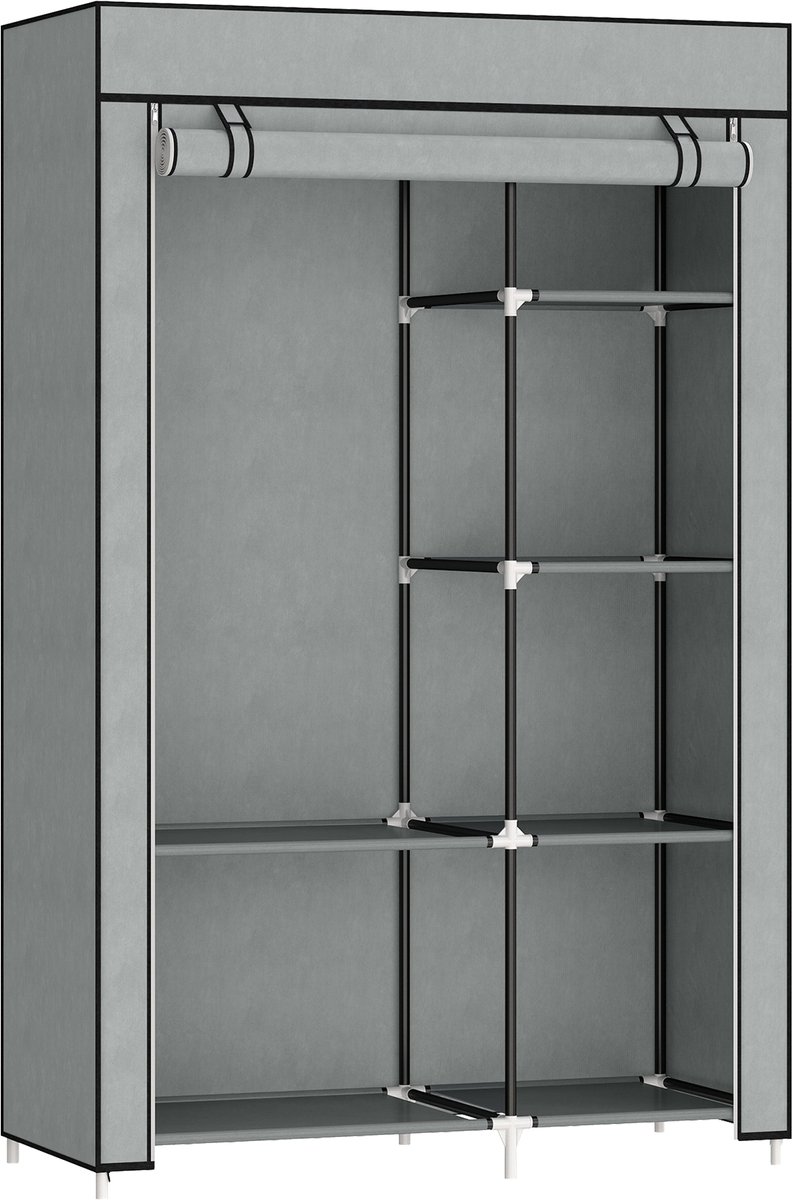 Kledingkast -Linnenkast- Garderobekast -103 x 162.5 x 43 cm - Stoffen Vouwkast -Lichtgrijs