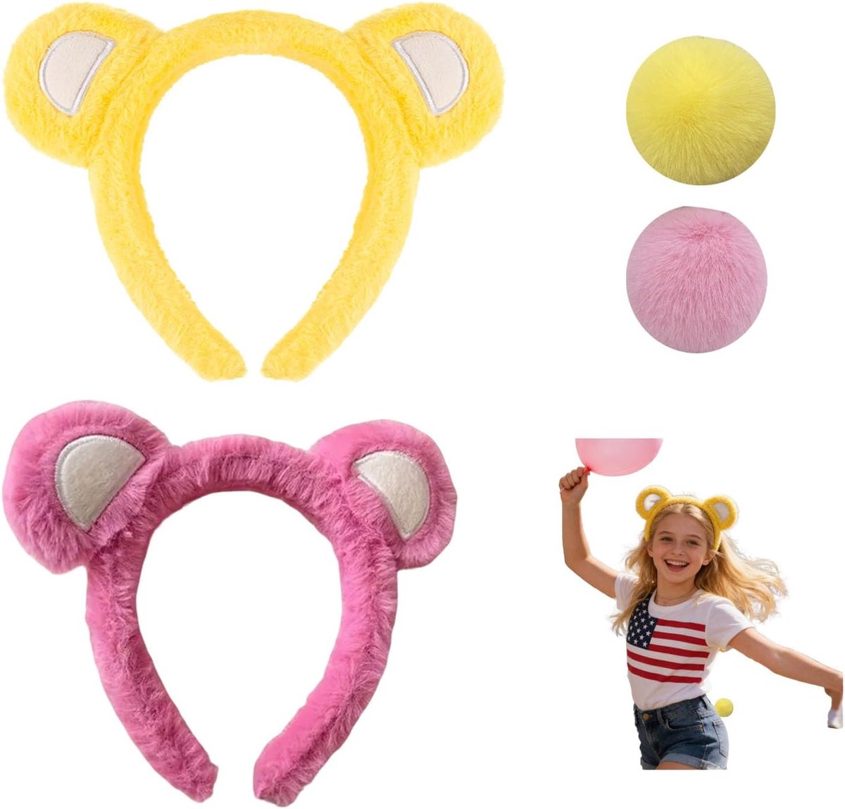 Oorbeschermers met Berenoren - 4 Stuks Set, 10x10 cm - Verstelbare Berenstaart - Leuk Accessoire voor Feestjes - SnelShoppen