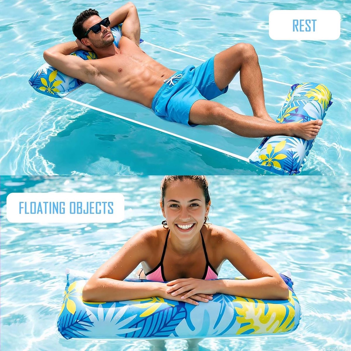 Luchtbed 4-in-1 - Waterhamer met net - Multifunctioneel - Ideaal voor ontspanning in zwembad - SnelShoppen