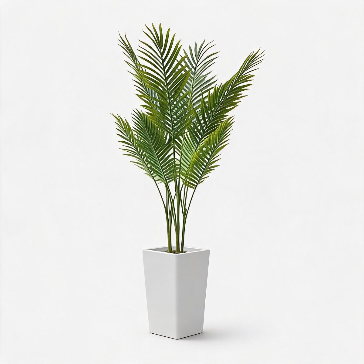 Triumpunpre - 132cm tropische kunst areca palm hoge witte pot met moslaag flexibele PEVA bladeren uv-beschermd decoratieplant voor binnen en beschut buiten