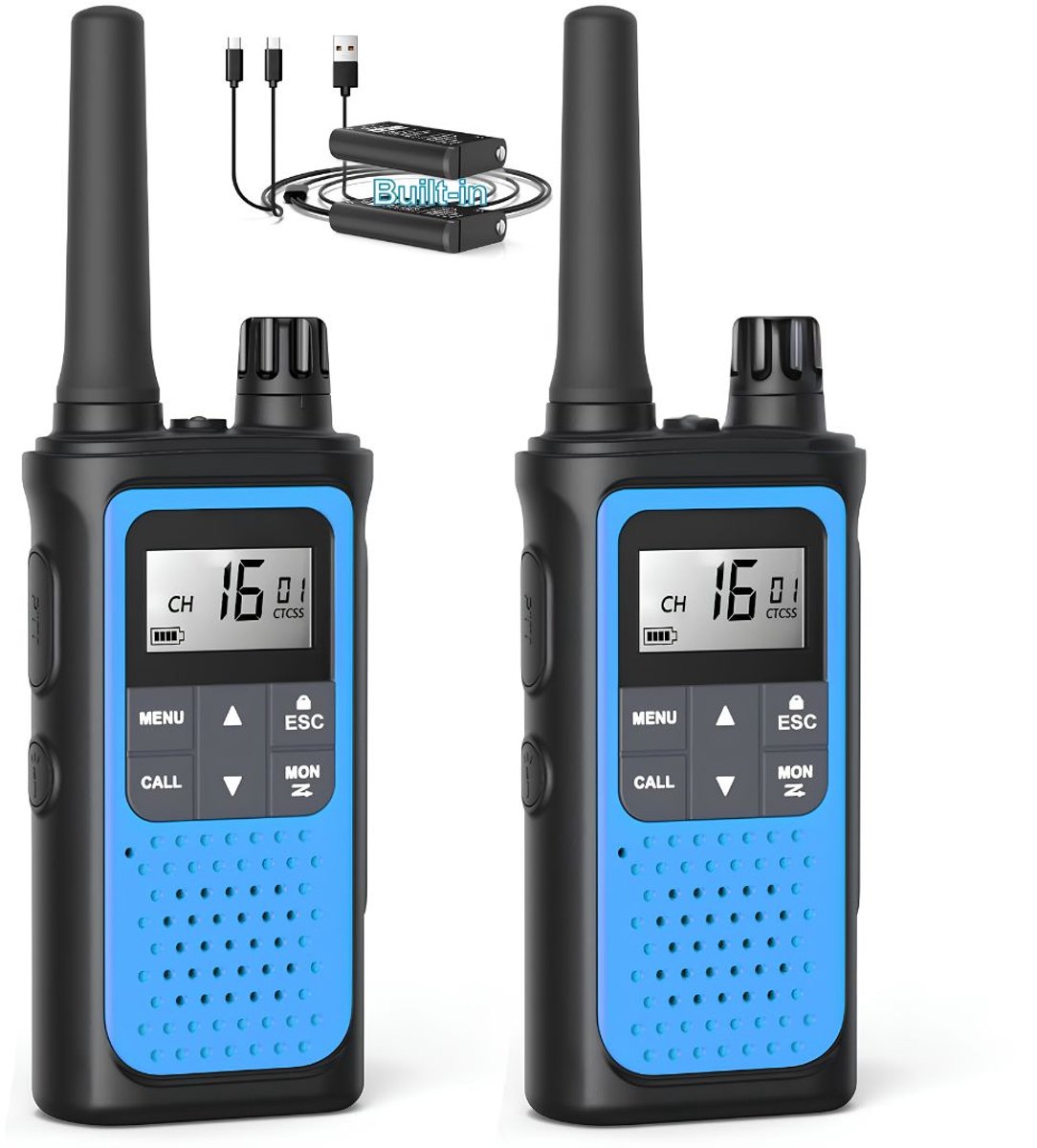 SP® Walkietalkie - Walkietalkie voor kinderen - Portofoon - Blauw - 17cm x 8cm x 6cm.