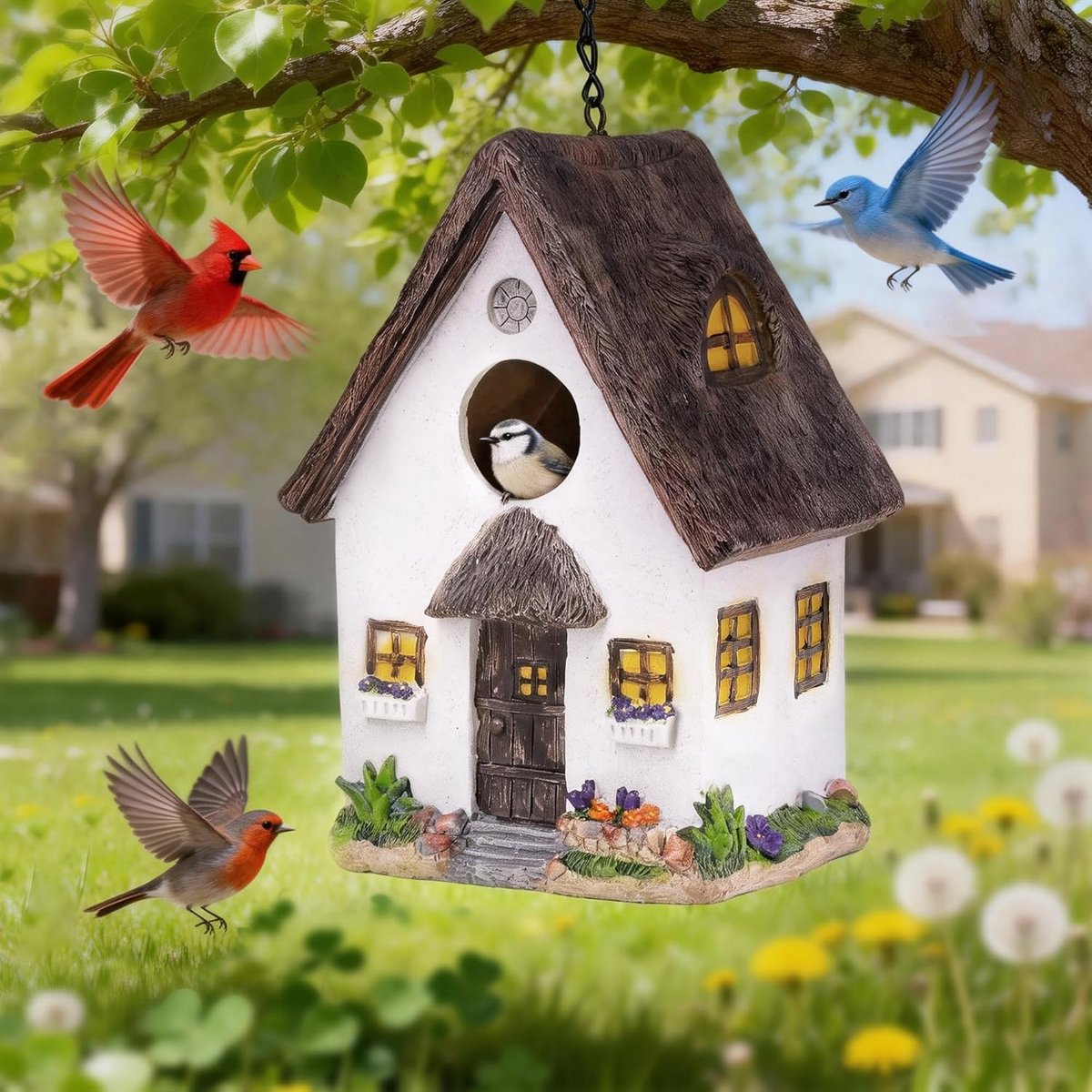 Vogelhuisje weerbestendig - kunststof - met ophangketting - ideaal voor vogels - SnelShoppen