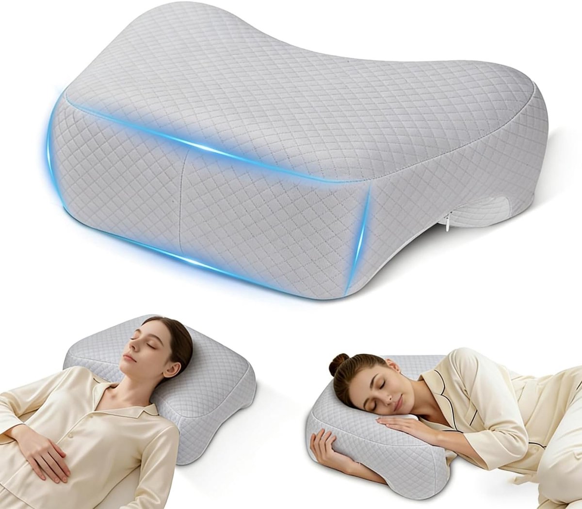Slaapkussen voor zijslapers - ergonomisch kussen - traagschuim - comfortabele ondersteuning voor nek en schouders - SnelShoppen