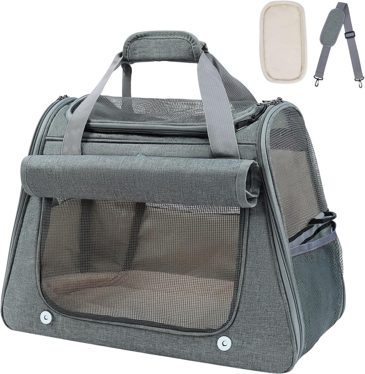 Transporttas voor honden katten 45 x 25 x 34 cm - opvouwbaar - ademend mesh - veilig en comfortabel - m-winkel