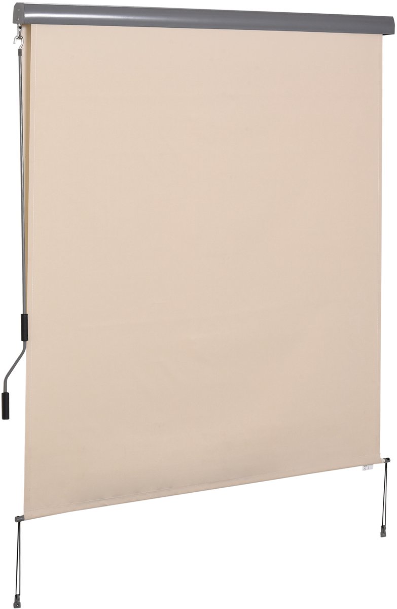 Zonwering voor buiten met handbediening, 180 x 250 cm, met UV-bescherming (UPF 50+) – beige
