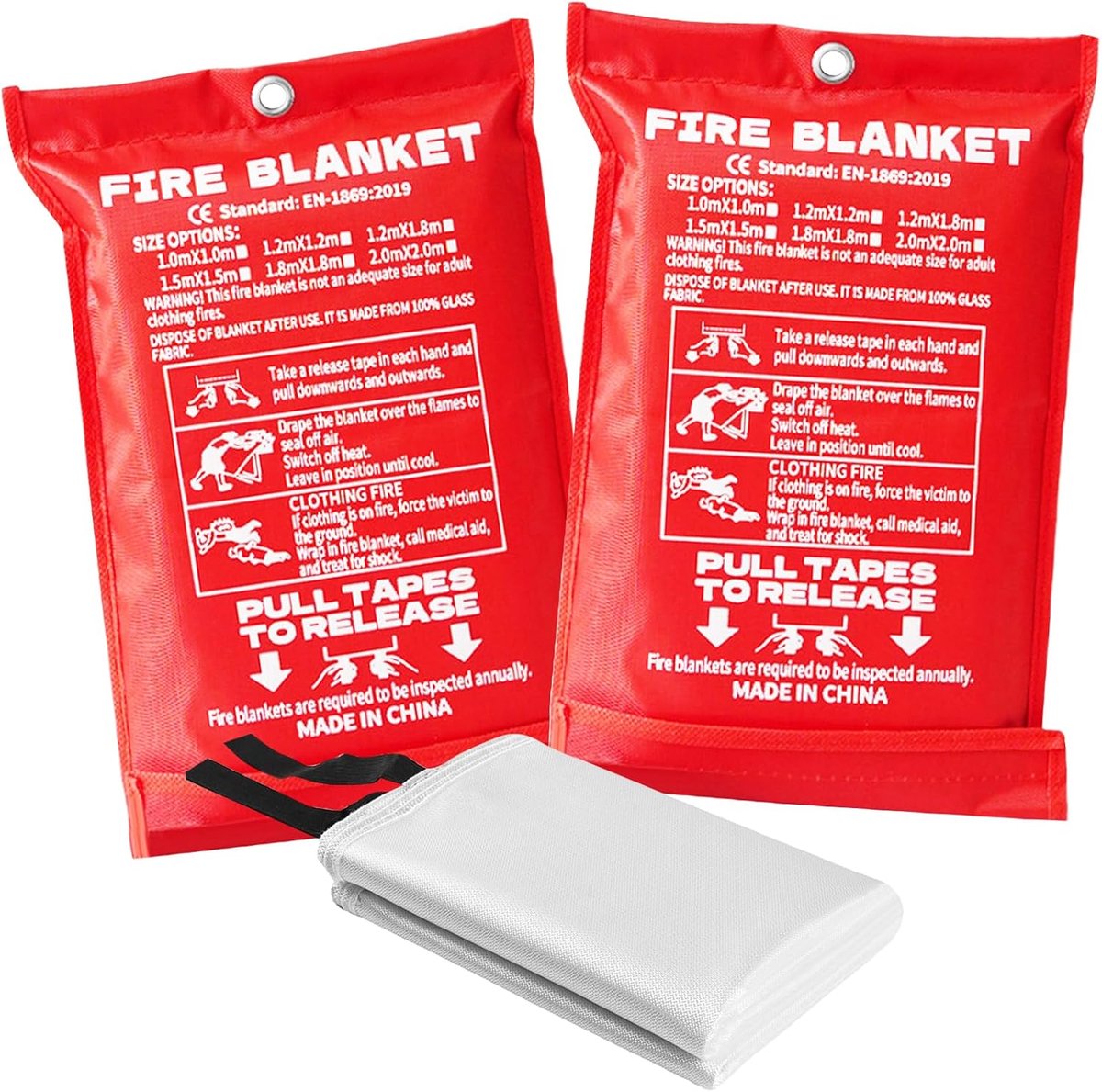 Blusdeken set 2 stuks 120 x 120 cm - Hittebestendig - Vlamwerend voor keuken - Onmisbaar bij brand - SnelShoppen
