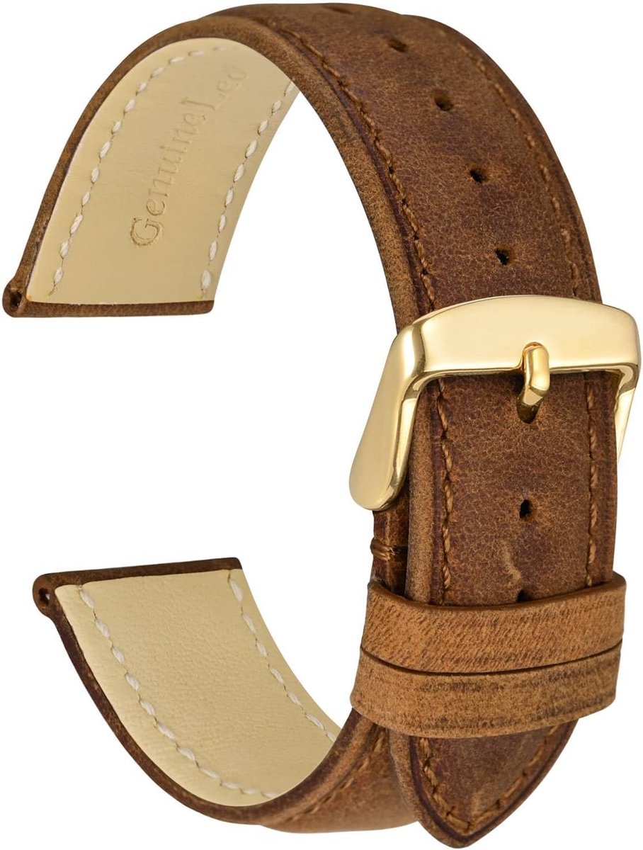 Horlogeband 18-24 mm - echt leer - voor dames en heren - stijlvol en duurzaam - SnelShoppen