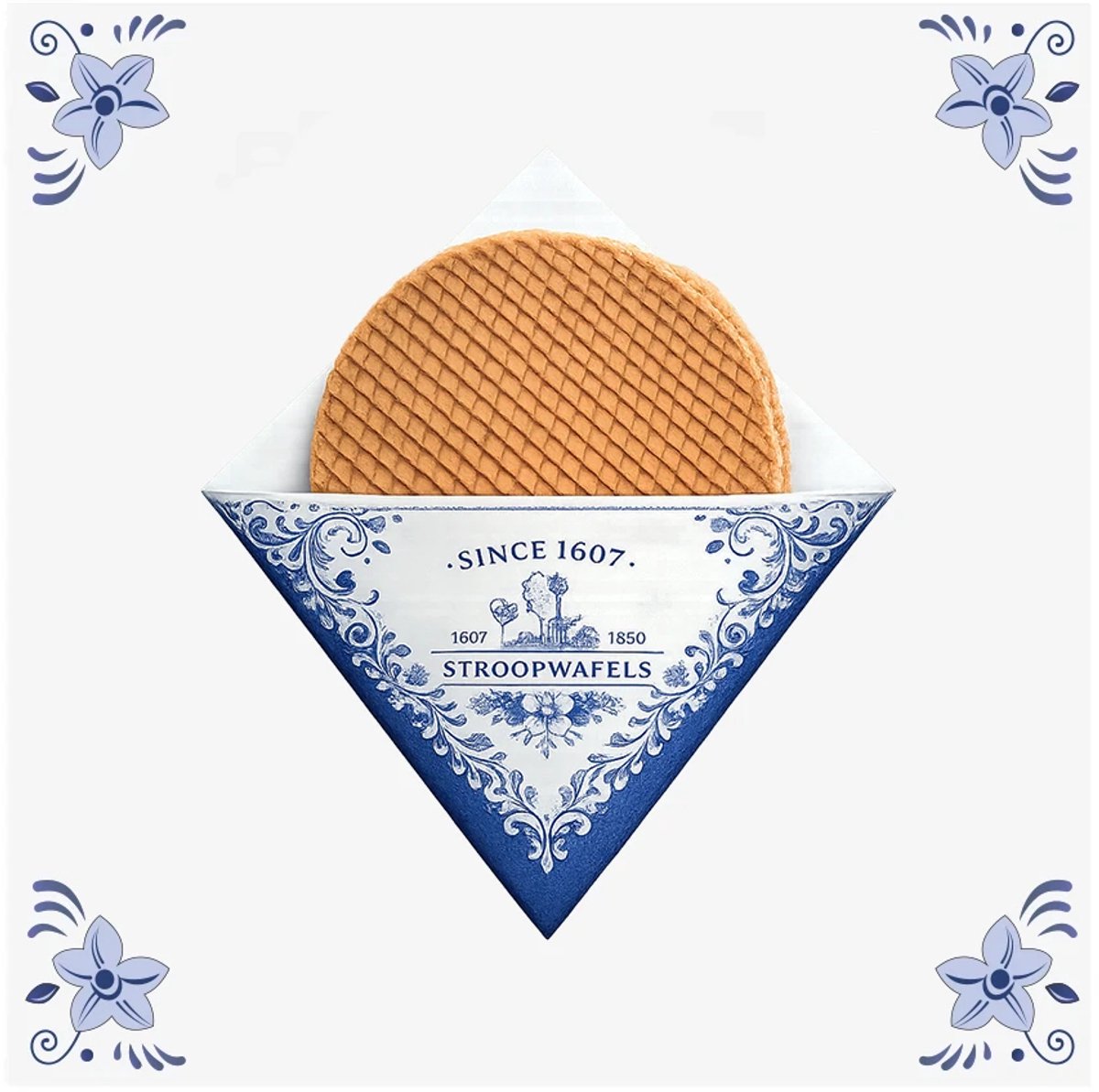 Delfts blauwe tegel Stroopwafel groot - delfts blauw wandbord - delftsblauw - hollandse cadeautjes - wanddecoratie - decoratieve accessoires