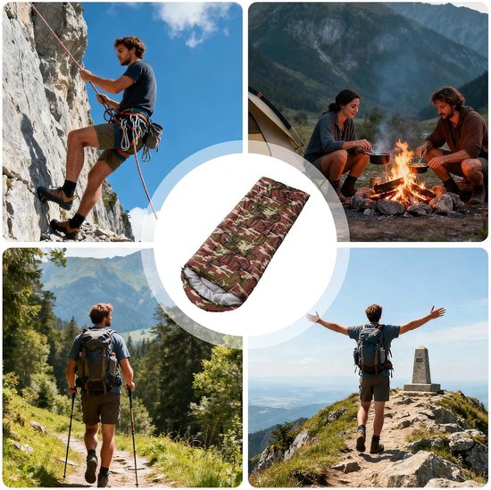 Camping Slaapzak - Outdoor Systeem Wandeluitrusting - Kamperen en Wandelen - Warmte in Koude Omgevingen - 950 gram - Camouflage van Camping — afbeelding 4