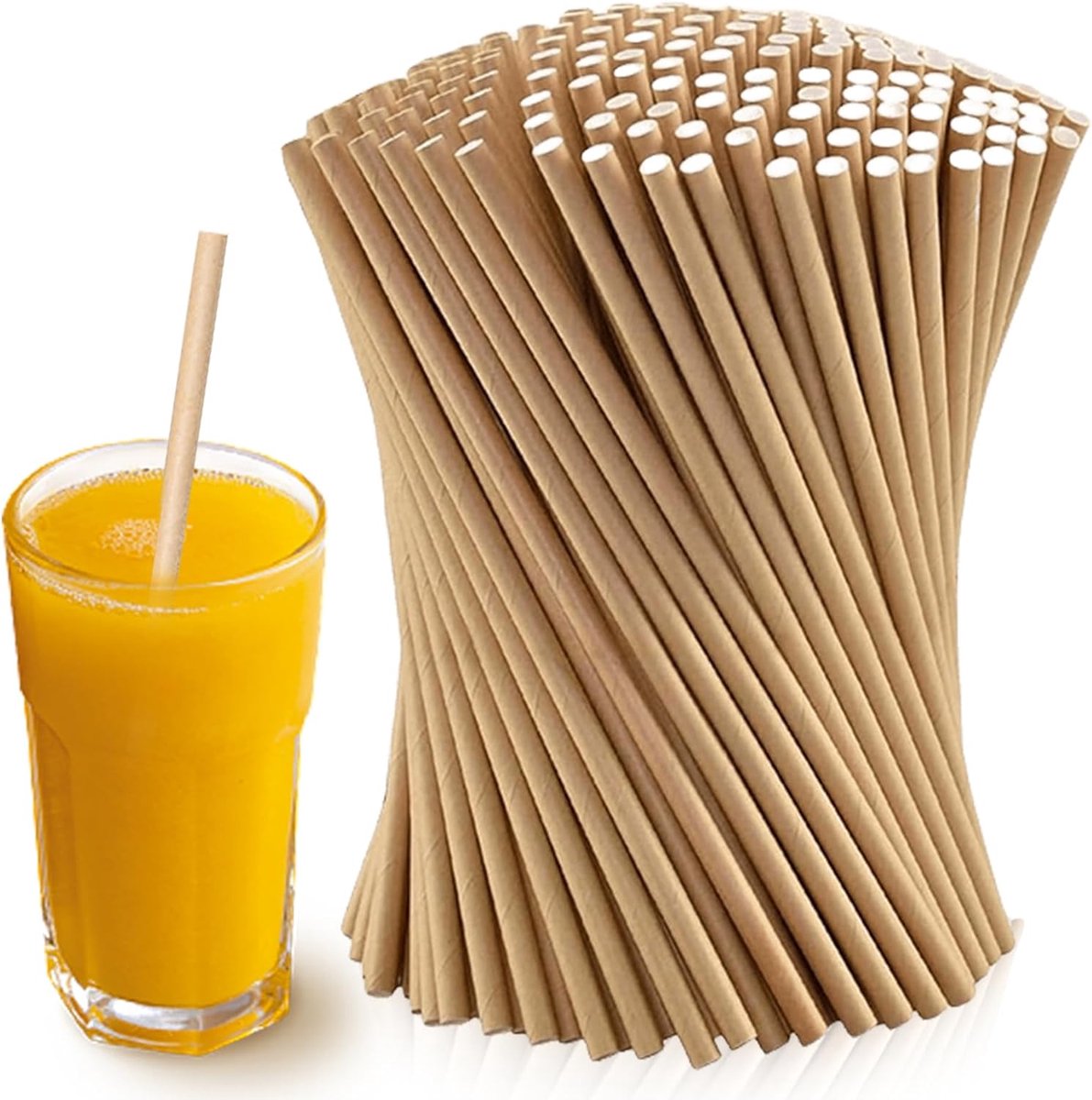 Papieren rietjes 500 stuks - Biologisch afbreekbaar - Sturdy kraft papier - Perfect voor feestjes - SnelShoppen