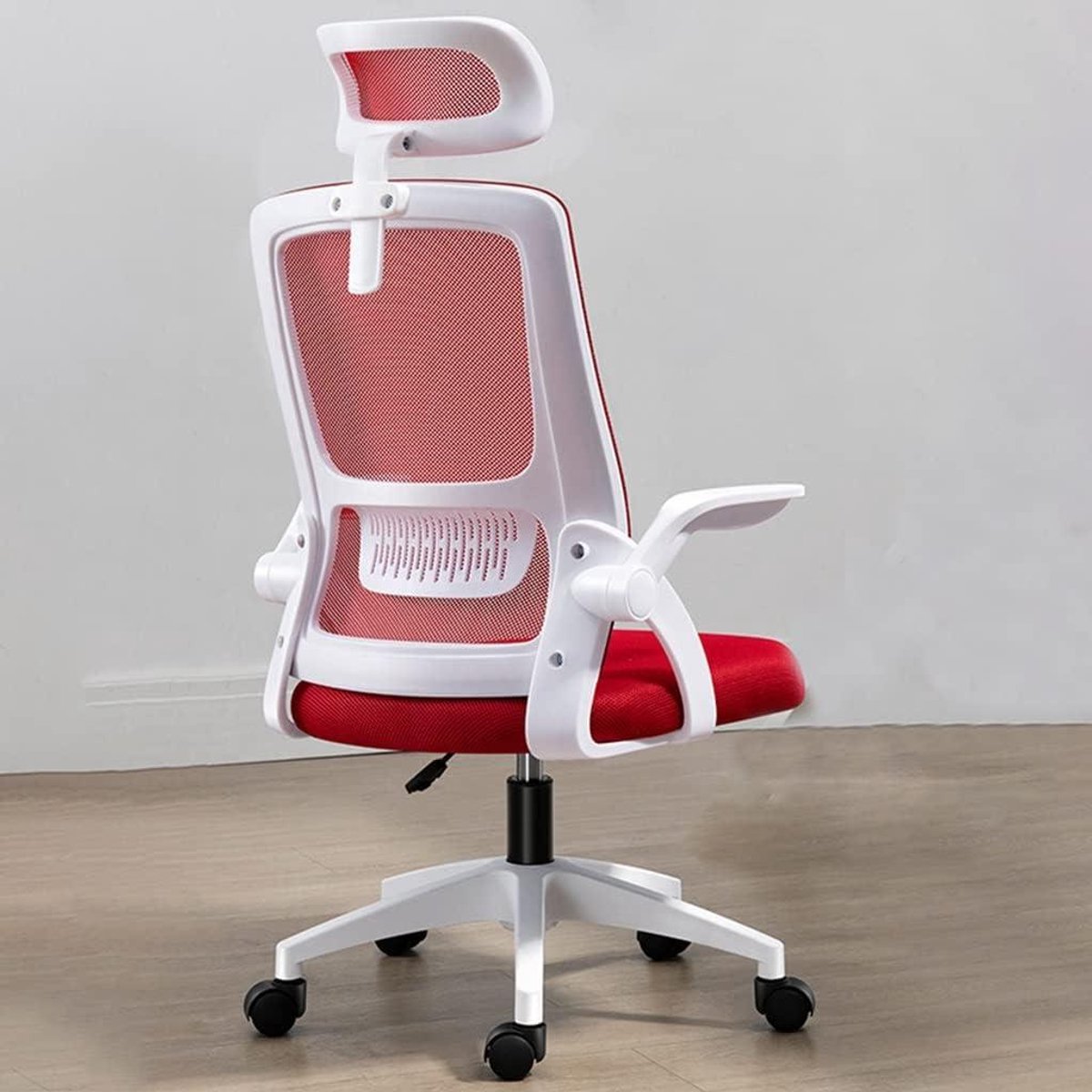 Ergonomische Bureaustoel - Kantoorstoel Rolstoel - Comfortabel Zitten - Verstelbare Hoofdsteun - Max 250 kg - Rood