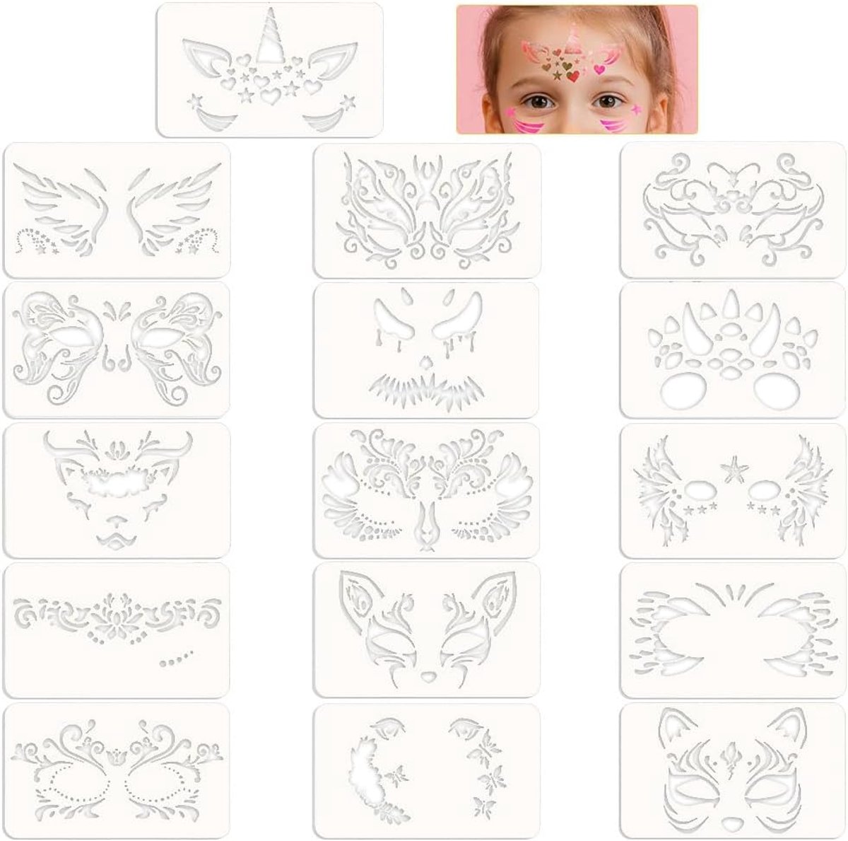Makeup sjablonen 16 stuks - 20×12 cm - stevig en duurzaam - eenvoudig te reinigen - SnelShoppen