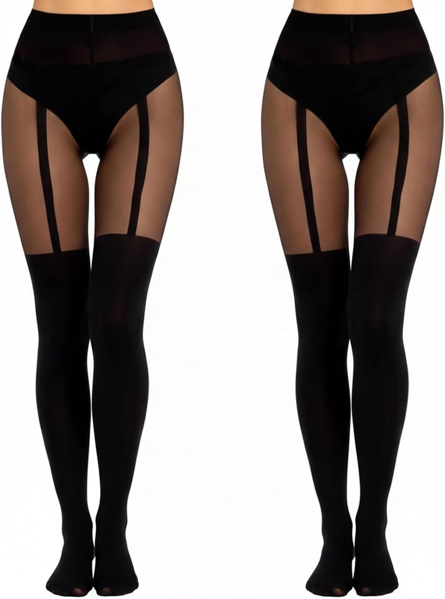 Dames ophangkousen zwart opaal - hoge taille - overknee look - comfortabel en stijlvol - SnelShoppen