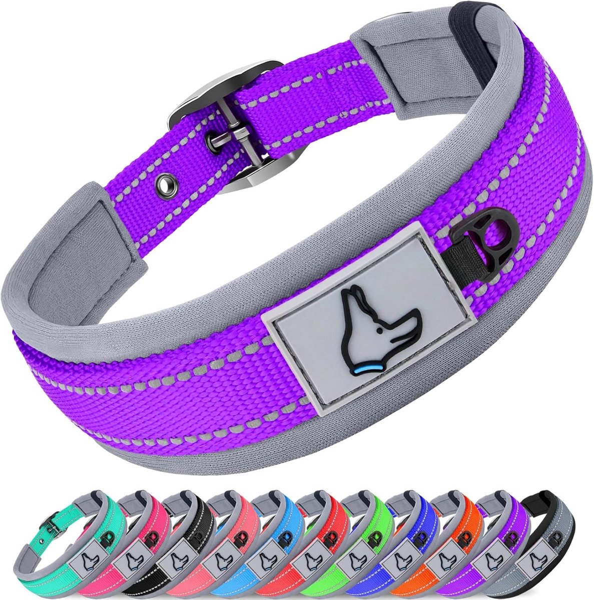 Hondenhalsband groot - Neopreen gevoerd - Reflecterend - Comfortabel en veilig voor jouw hond - SnelShoppen