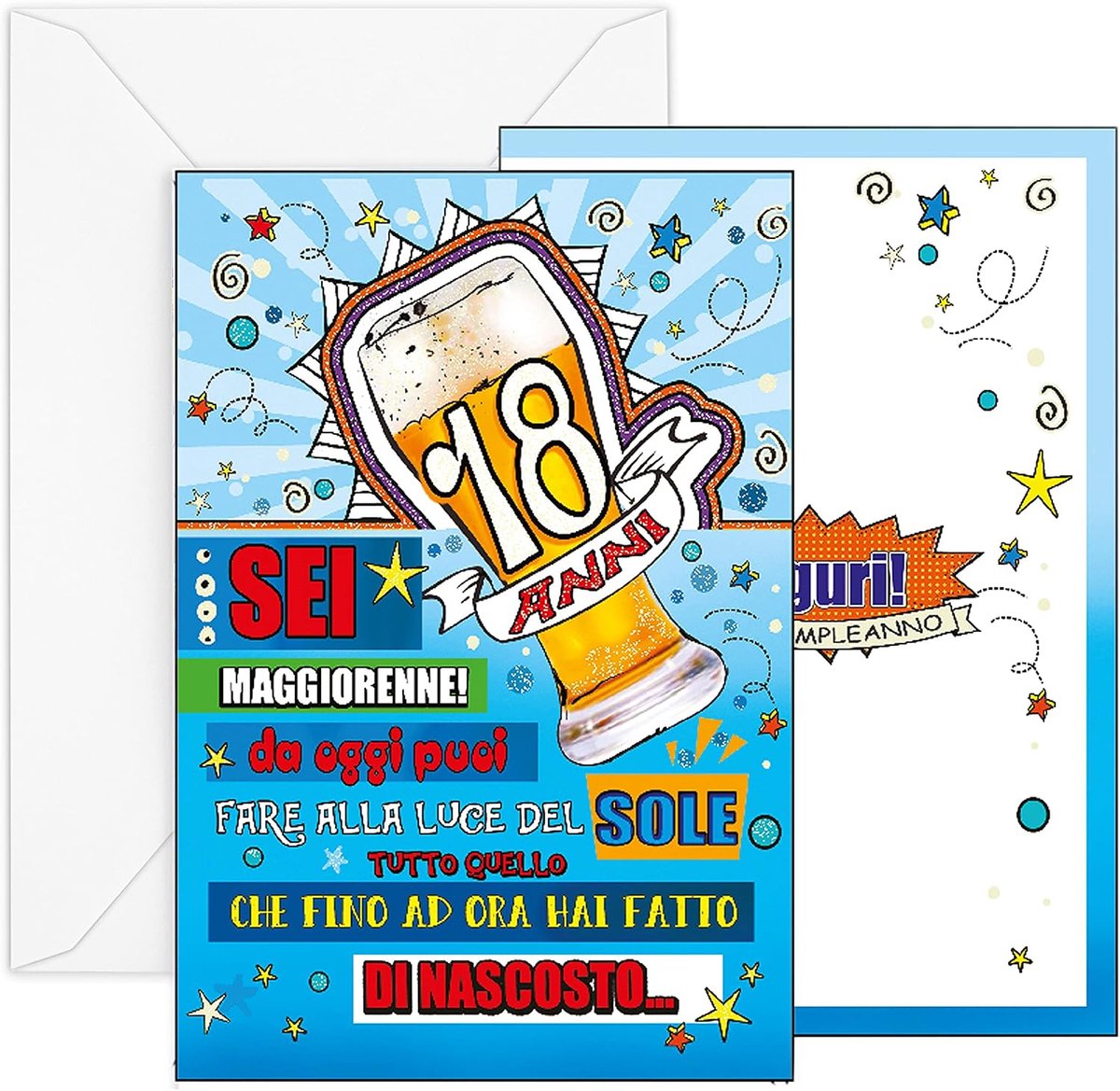 Verjaardagskaart 18e verjaardag - Glitter - Kleurrijk ontwerp - Perfect voor mannen - SnelShoppen