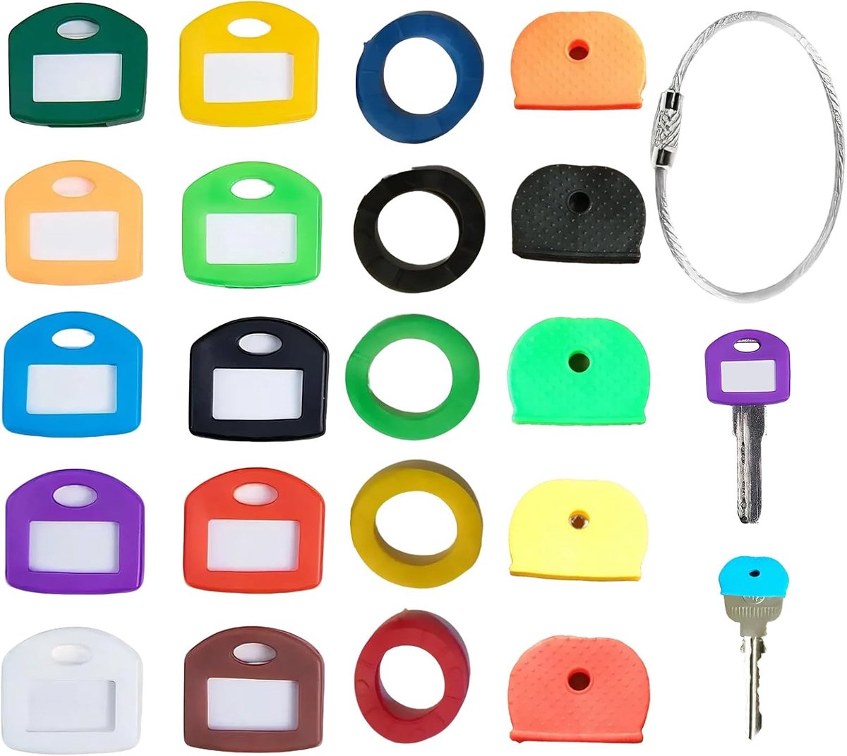 Sleutelcovers siliconen sleutelcaps 20 stuks - Kleurrijke ronde en vierkante sleutelbeschermers - SnelShoppen