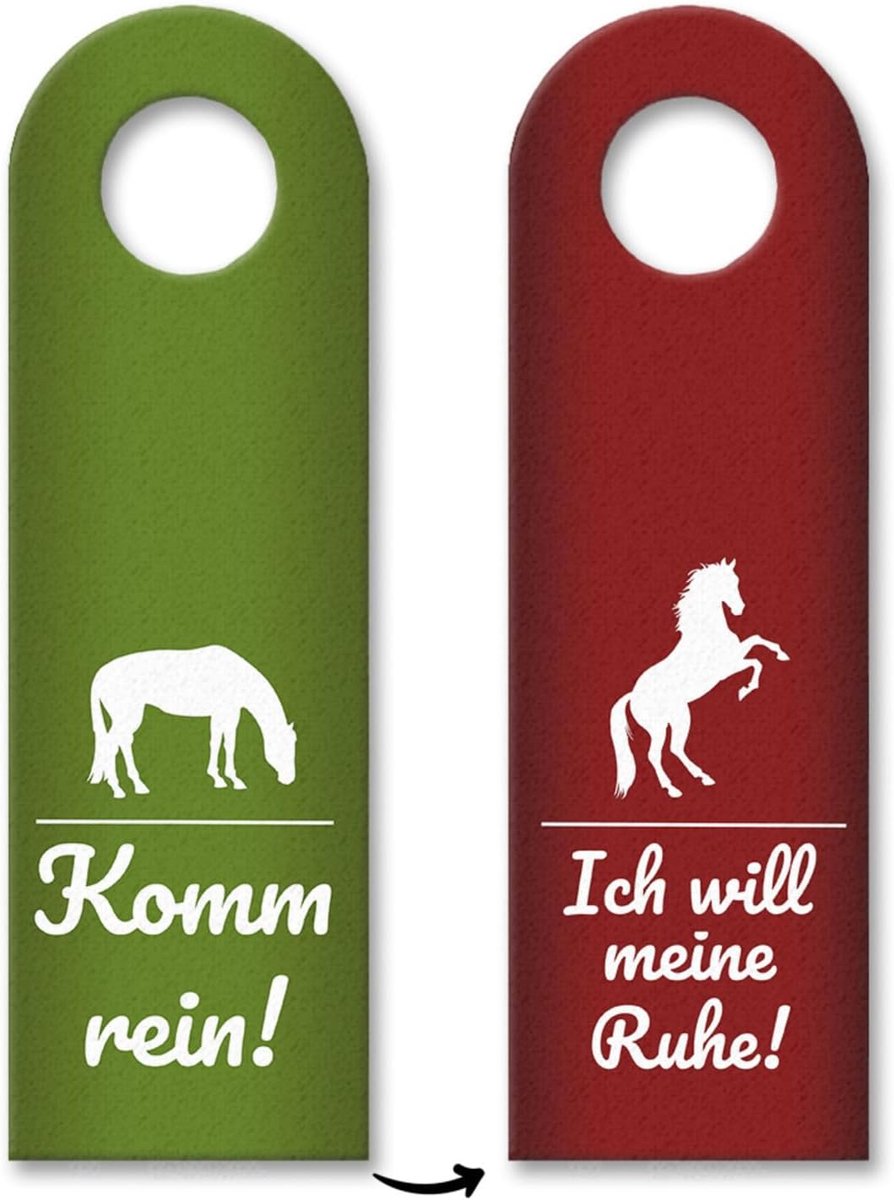 Deurhanger kom binnen - paardenmotief - vilt 8x27 cm - voor rust en stilte - SnelShoppen