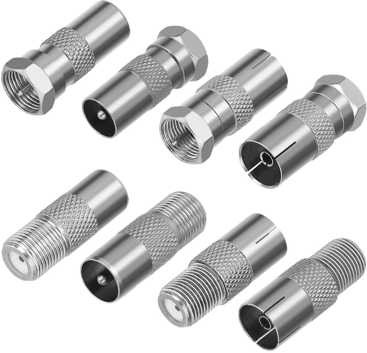 Coaxiale kabelconnectoren 8 stuks - F-type adapters - Diverse aansluitmogelijkheden - Ideaal voor tv en antenne - SnelShoppen