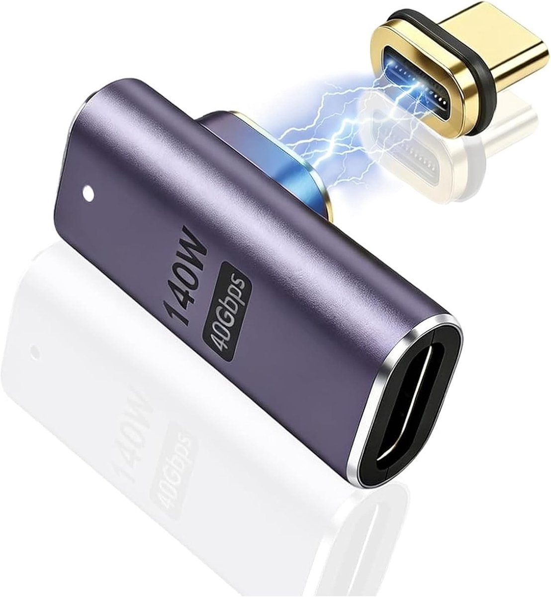 Magnetische USB C-adapter 140 W - USB-C 90 graden - 40 Gbit/s datatransfer - ideaal voor laptops en tablets - SnelShoppen
