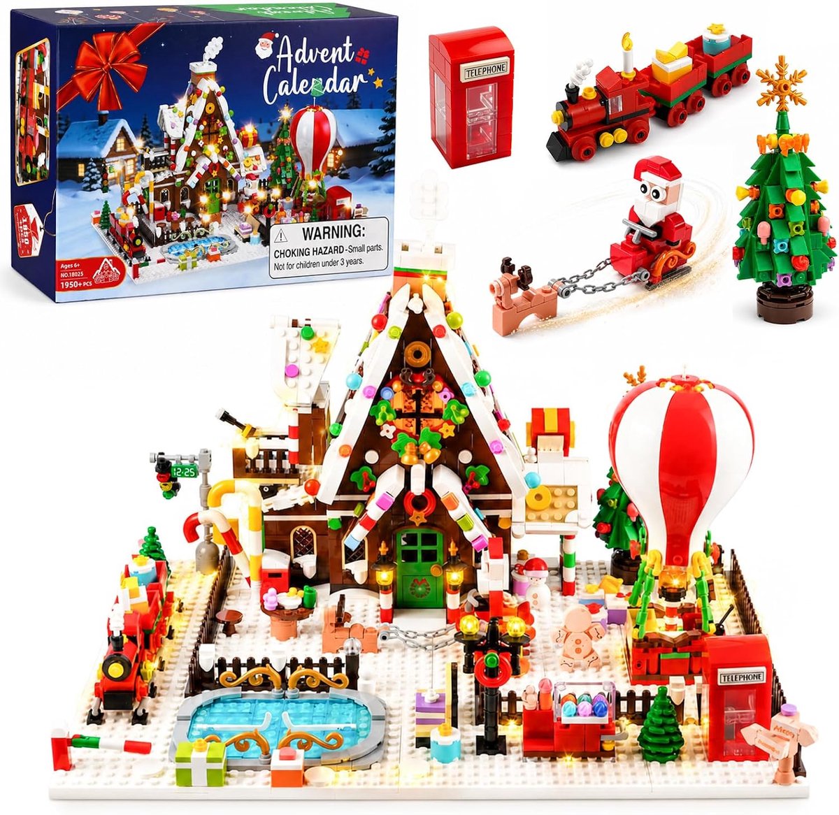 Adventskalender 2026 Gingerbread House mini-bouwset - met licht - 24 dagen countdown - SnelShoppen