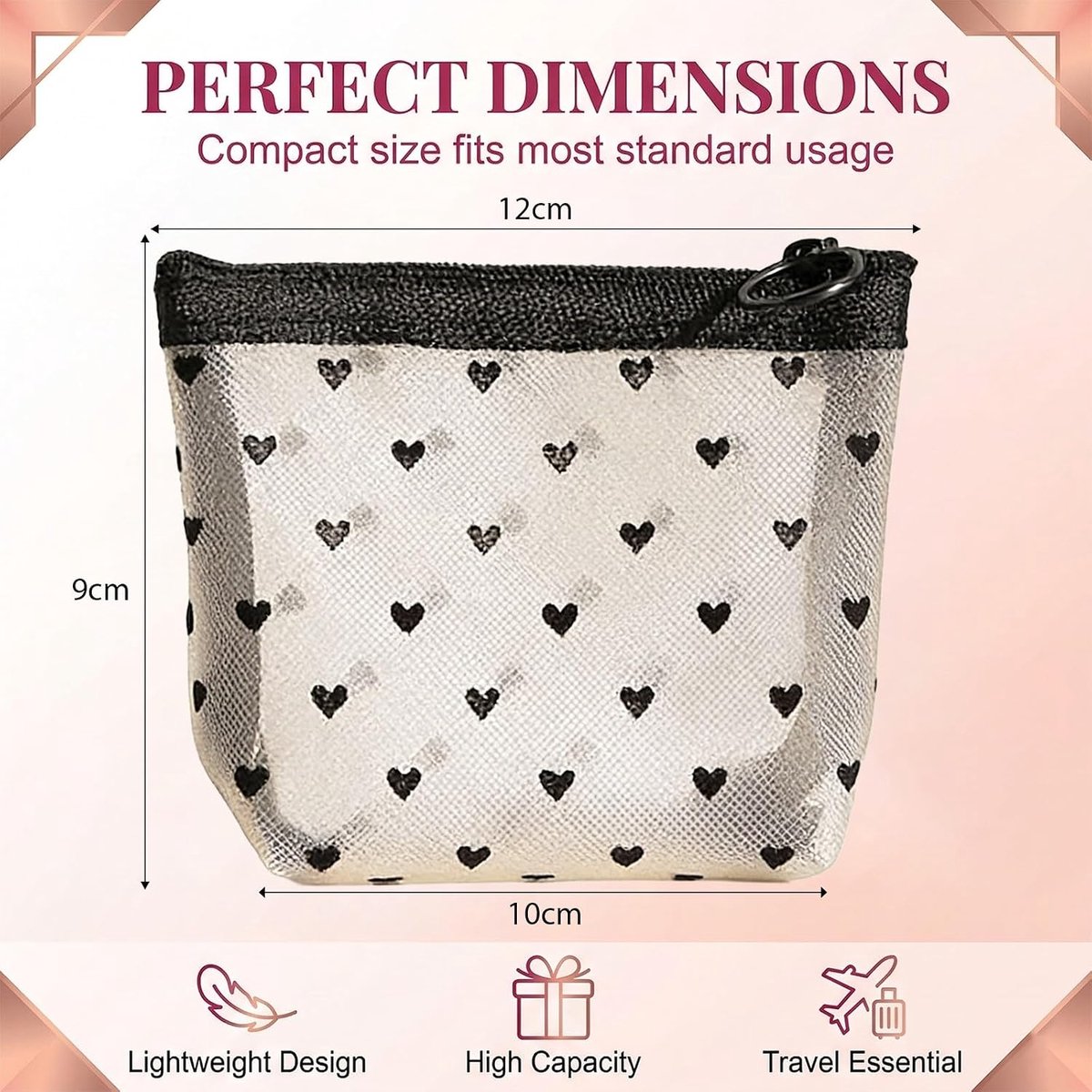 Cosmetic tasjes set 4 delig - transparant - zwart & wit - ideaal voor reizen - SnelShoppen