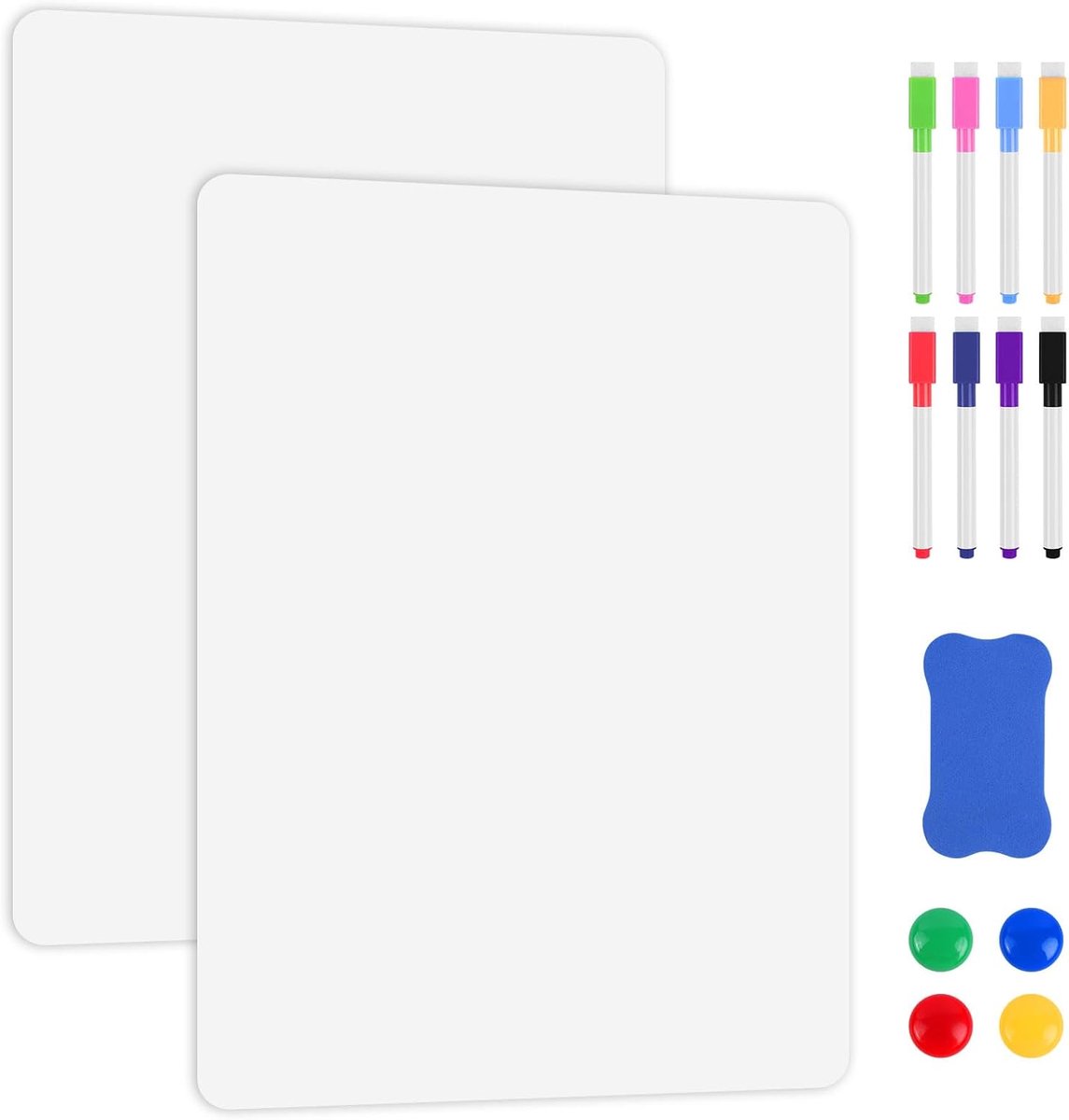 Magnetische whiteboards A4 - afwasbaar - inclusief markers en gum - perfect voor scholen en kantoren - SnelShoppen