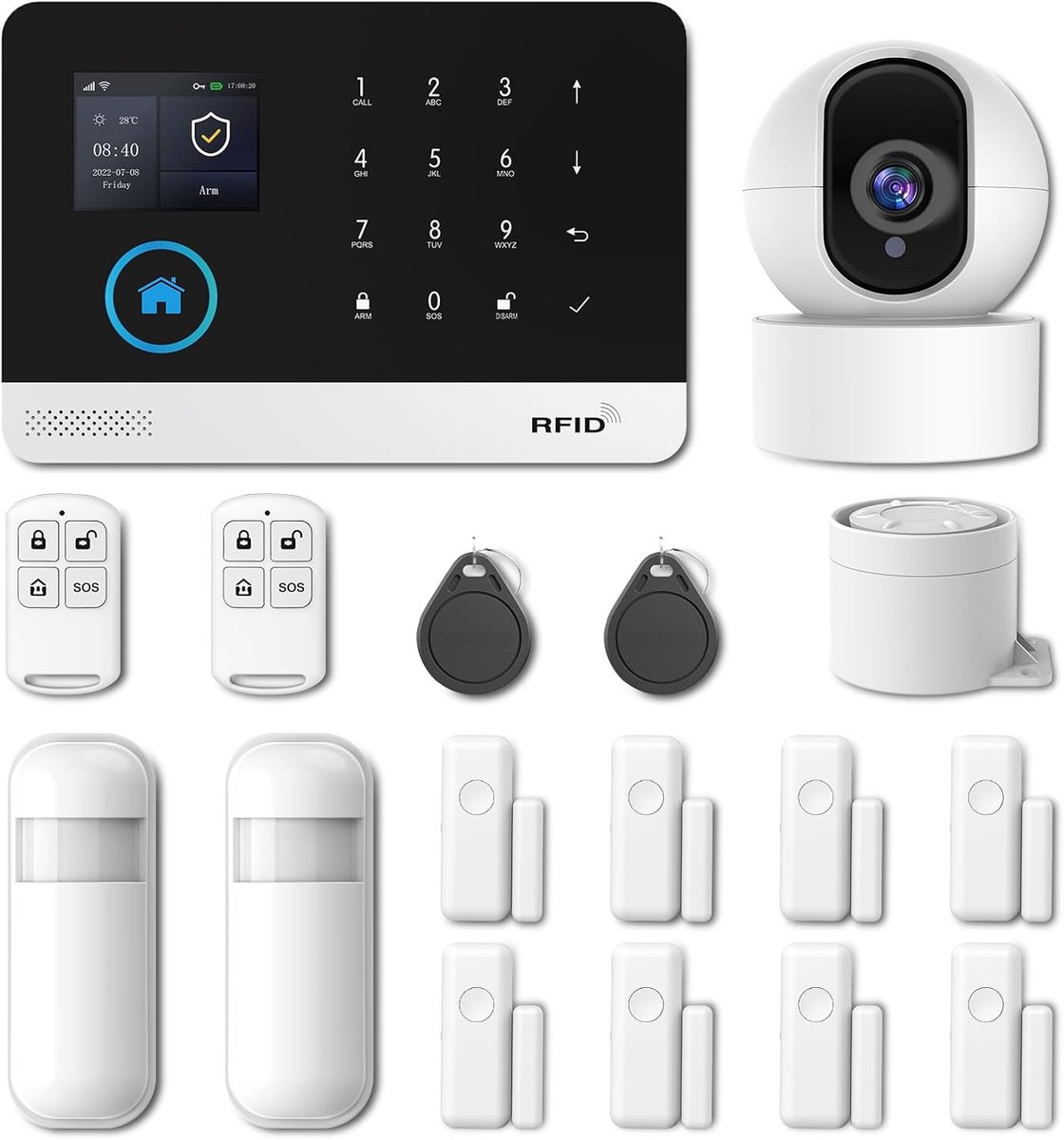 GSM/WiFi alarmsysteem - Complete set met sirene - Inclusief deur- en raamalarmsensoren - SnelShoppen