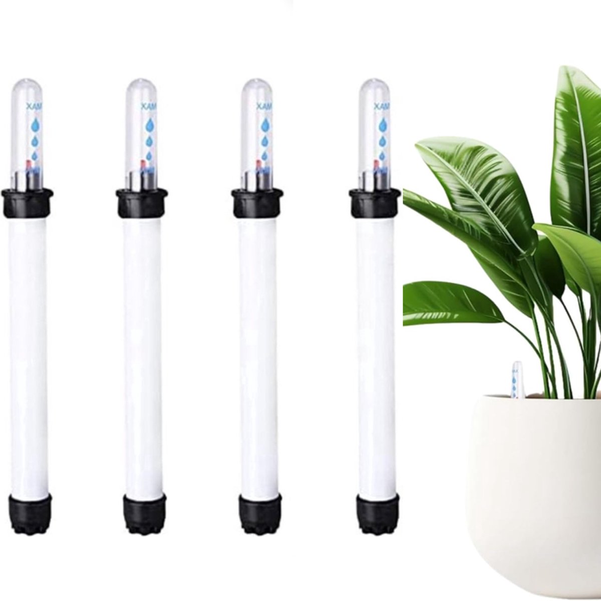 KZQ 4-delige waterniveau indicator met waarschuwingsfunctie - Voor kamerplanten tuin en kas - Eenvoudig af te lezen en te gebruiken - Wit