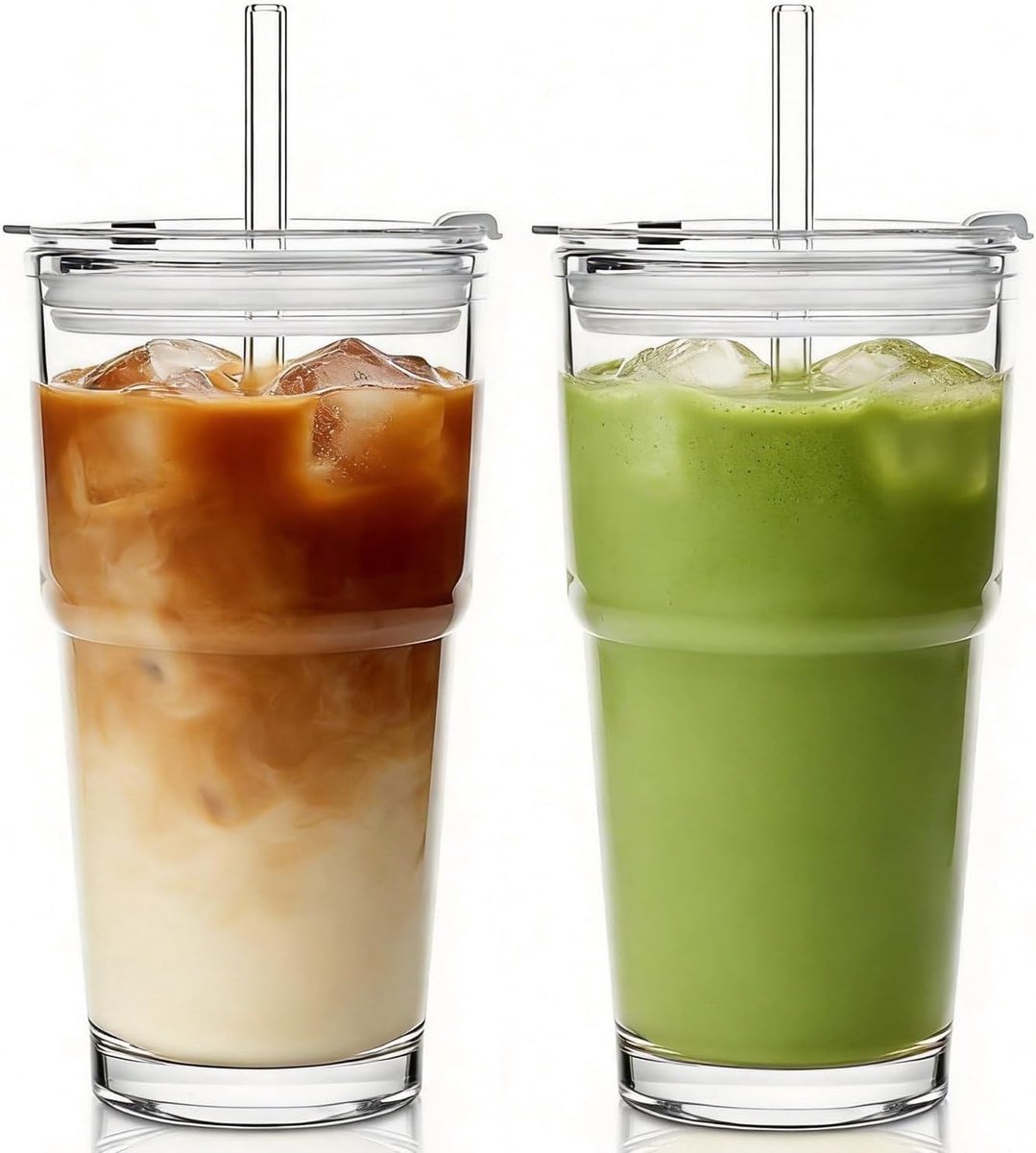 Glazen tumblers set 20oz - draagbaar - 2 stuks - perfect voor onderweg - SnelShoppen