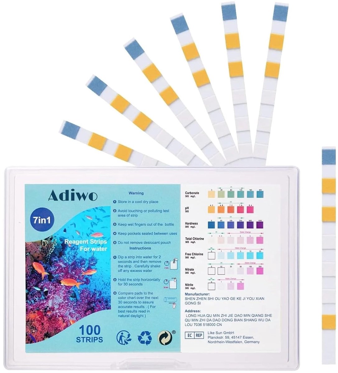 Aquarium testpapier 7 in 1 - 100 stuks - eenvoudig testen - voor gezonde waterkwaliteit - SnelShoppen