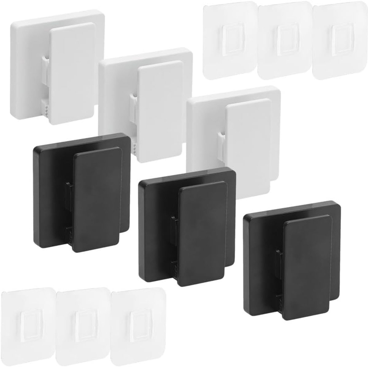 Zelfklevende opbergclips 6 stuks - zwart/wit - multifunctioneel - eenvoudig te bevestigen - SnelShoppen