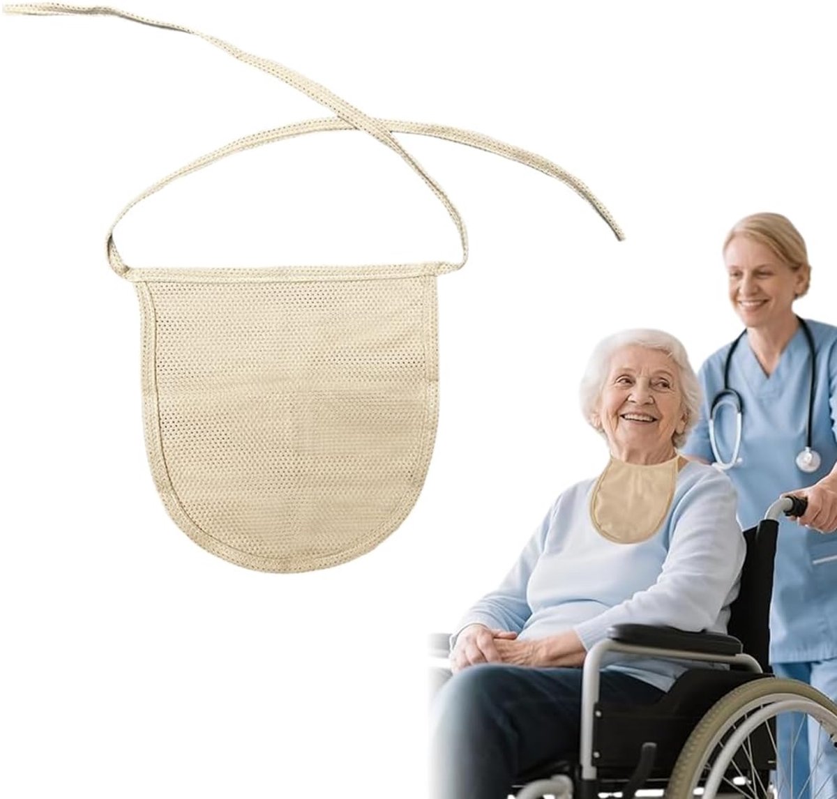 Trekuitrusting dubbellaags Beige - katoen - nekbescherming - houdt stoma schoon - SnelShoppen