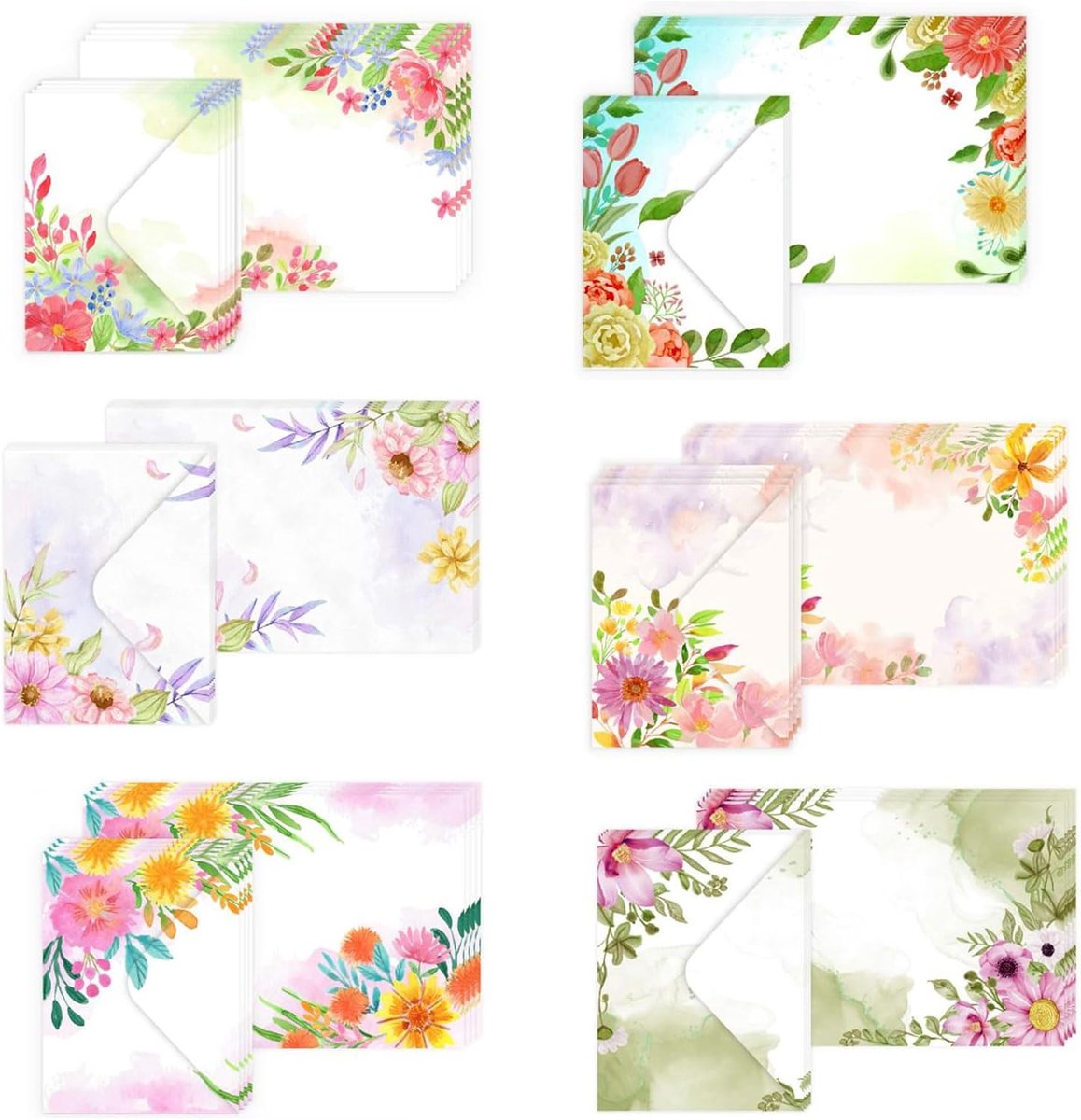 Schrijfpapier set 72 stuks - Bloemenstijl - Vintage enveloppen - Voor liefdevolle brieven - SnelShoppen