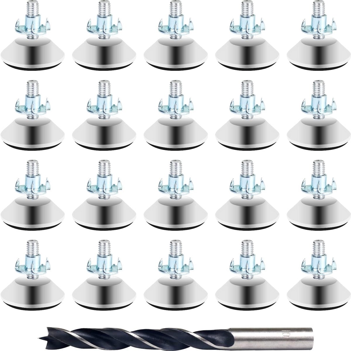 Verstelbare schroeven 20 stuks - M8 x 40mm met impactmoer - Metalen verstelbare voeten - SnelShoppen