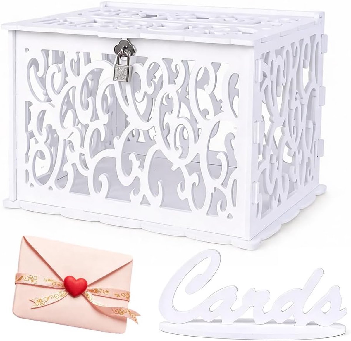 Kaartdoos bruiloft - grote pvc gelddoos met slot - elegante brievenbus voor kaarten en geldgeschenken - SnelShoppen