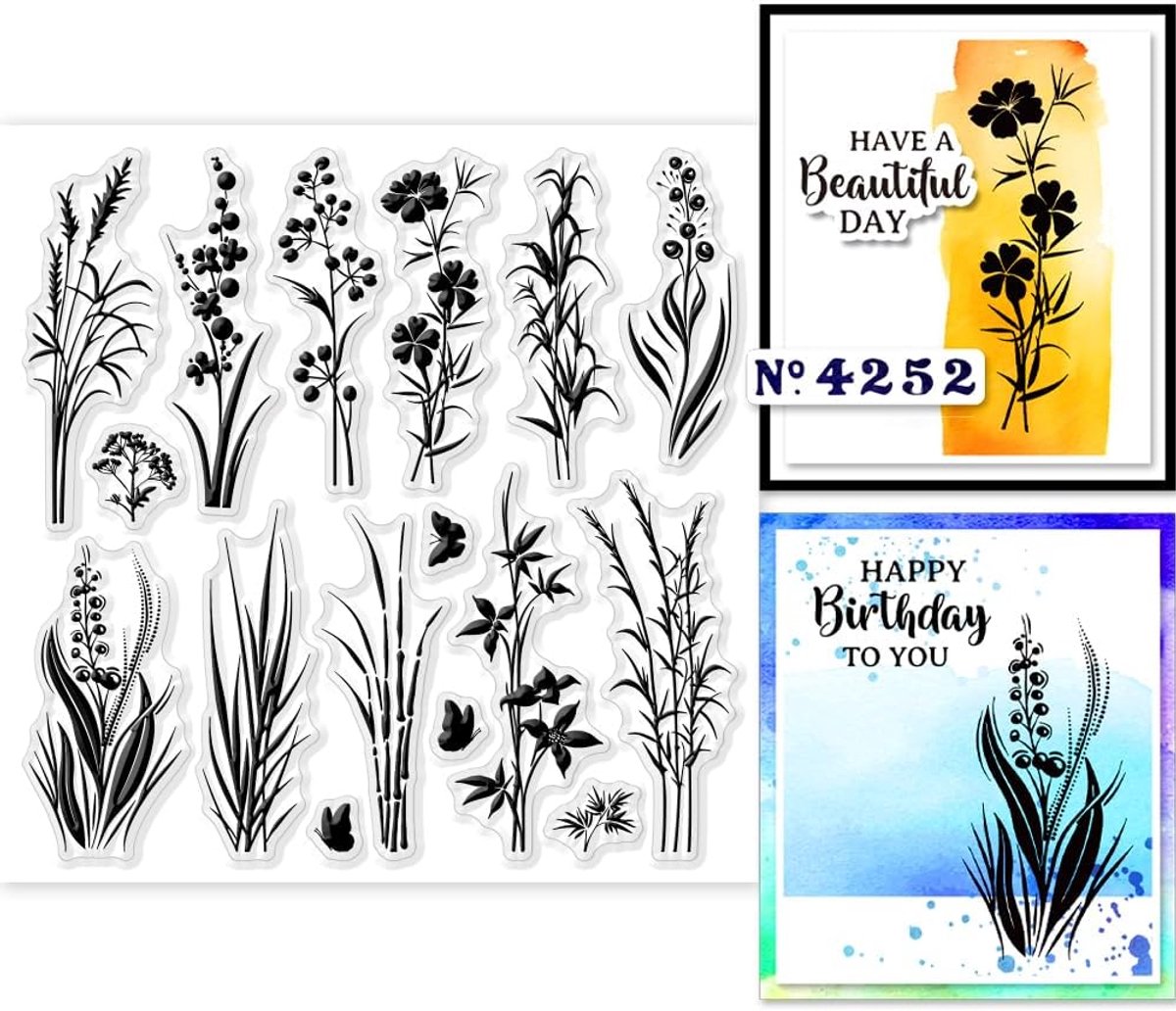 Planten Silhouetten Clear Stempels 15x15 cm Transparante Siliconen Stempel Seals voor DIY Scrapbooking Kaarten Maken Journal