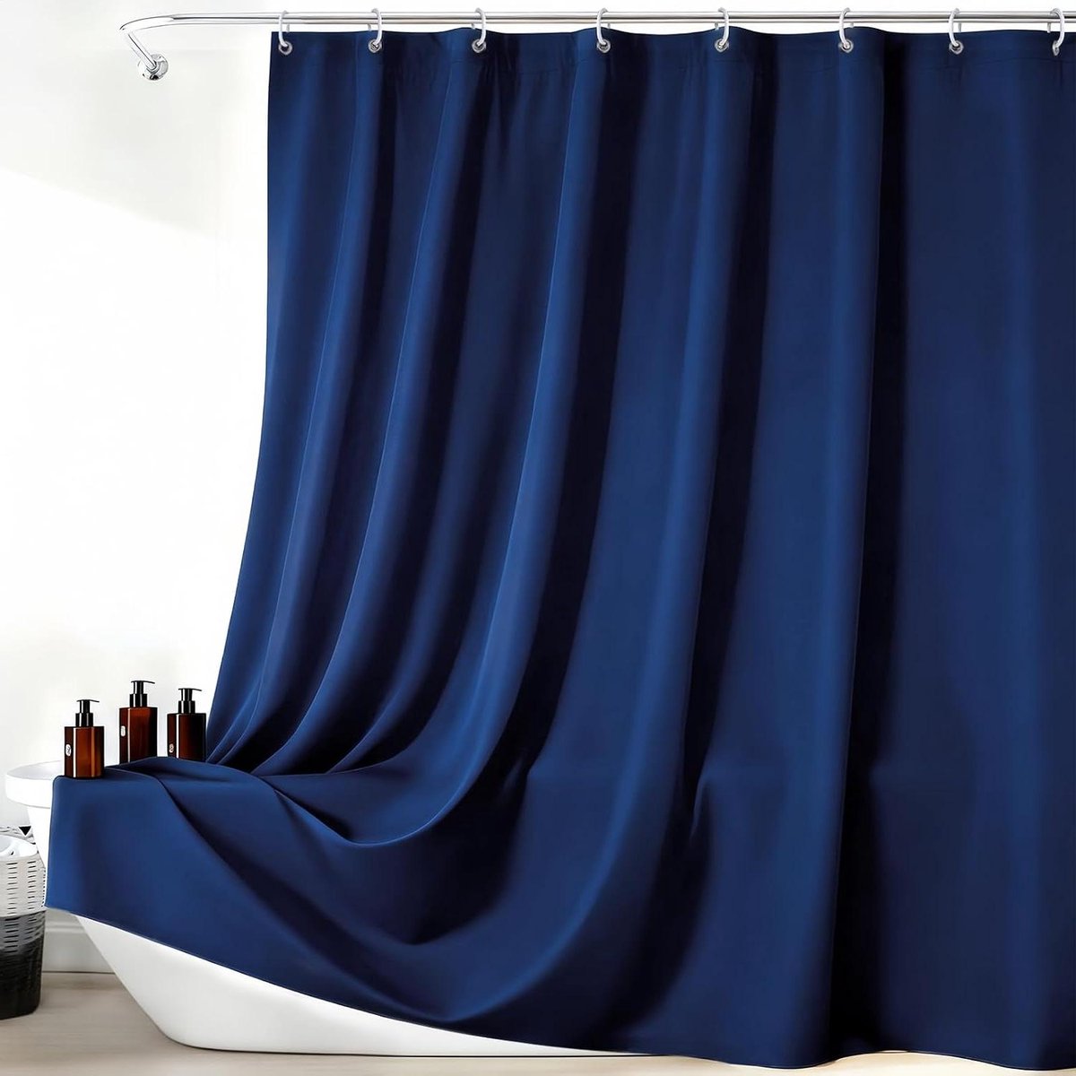 Douchegordijn Polyester - Badgordijn Waterafstotend - Hygiënisch Douchen - Schimmelwerend Ademend - 200 x 120 cm - Donkerblauw