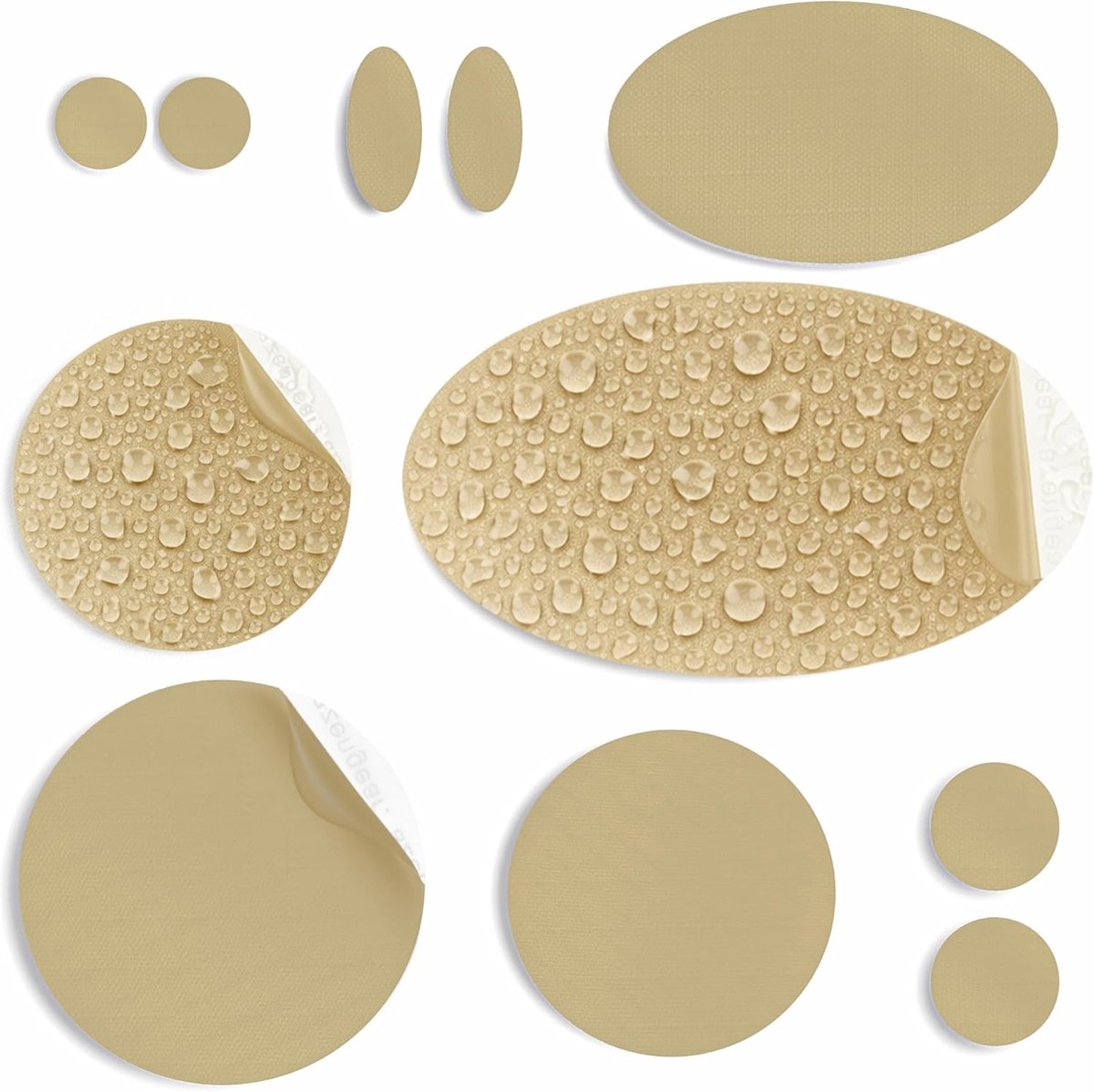 Reparatiepatches | Pre-cut, zelfklevend, zacht, waterdicht, scheurvast nylon stof om gaten in kleding, slaapzakken, skibroek (11 stuks) te bevestigen