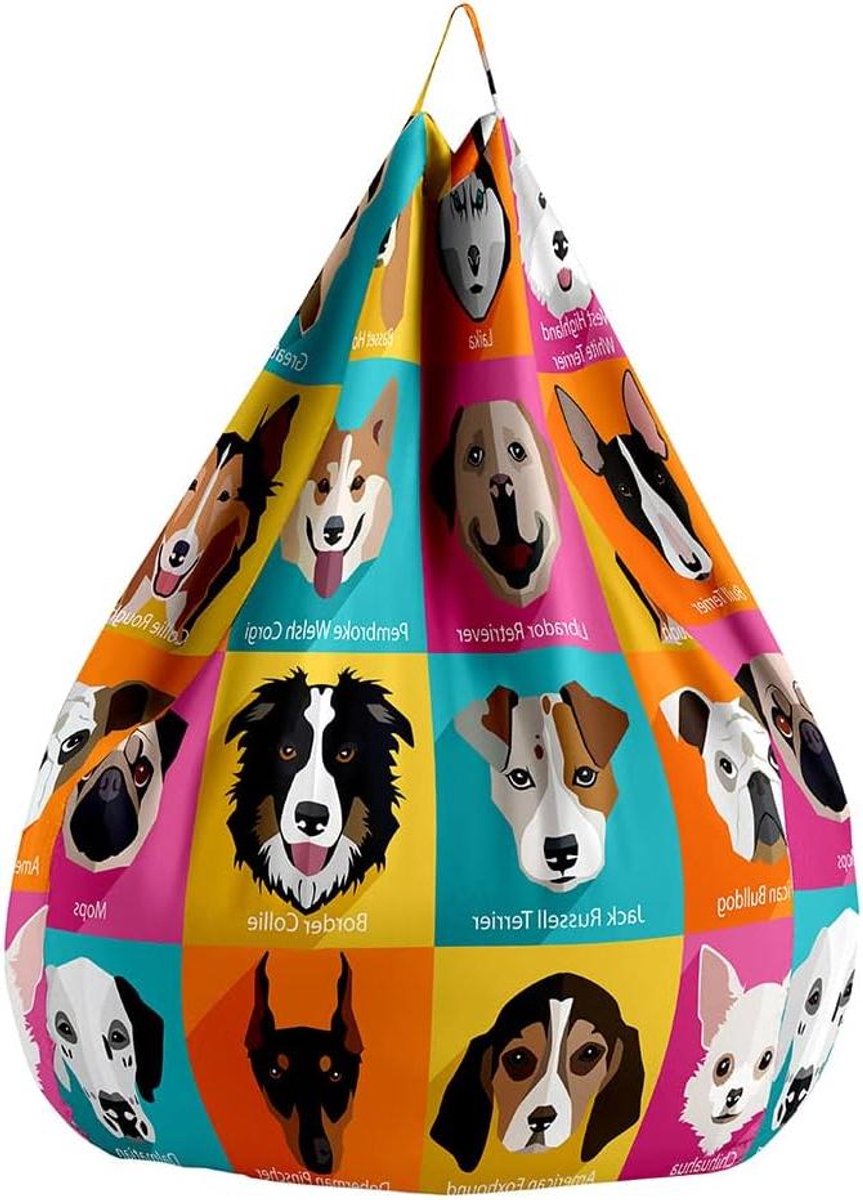 Zitzakhoes - Poefhoes Zitzakhoes - Opbergen en Zitten - Dubbele Functie - 90x110cm - Gevlamd