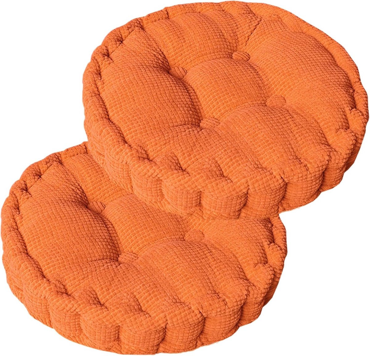 rond, set van 2 vloerkussens, 40 x 40 cm zitkussen, stoel, katoenen bekleding, dik vloerkussen, yogakussen, huisdierbed, zitkussen voor binnen en buiten, stoelkussenset, oranje-rood