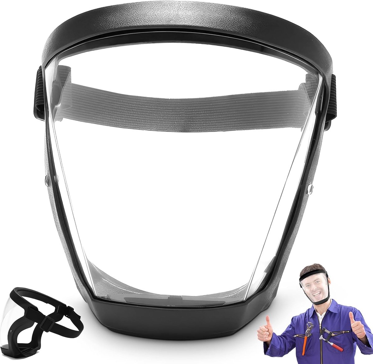 volgelaatsmasker, transparant gezichtsmasker met verstelbare band | Anti-Fog Beschermende Volledige Gezicht Shield met Afneembare Flter voor Timmerwerk Boren Lassen (Generatie 1)