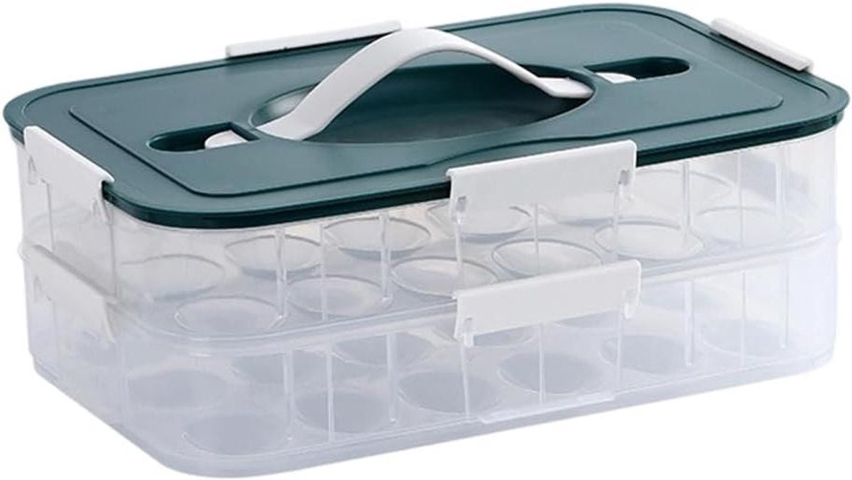 Stapelbare Eierhouder - Ei Tray Deksel - Eieren Opslaan - Speciale Duivelsei Tray - 36 Eieren - Groen
