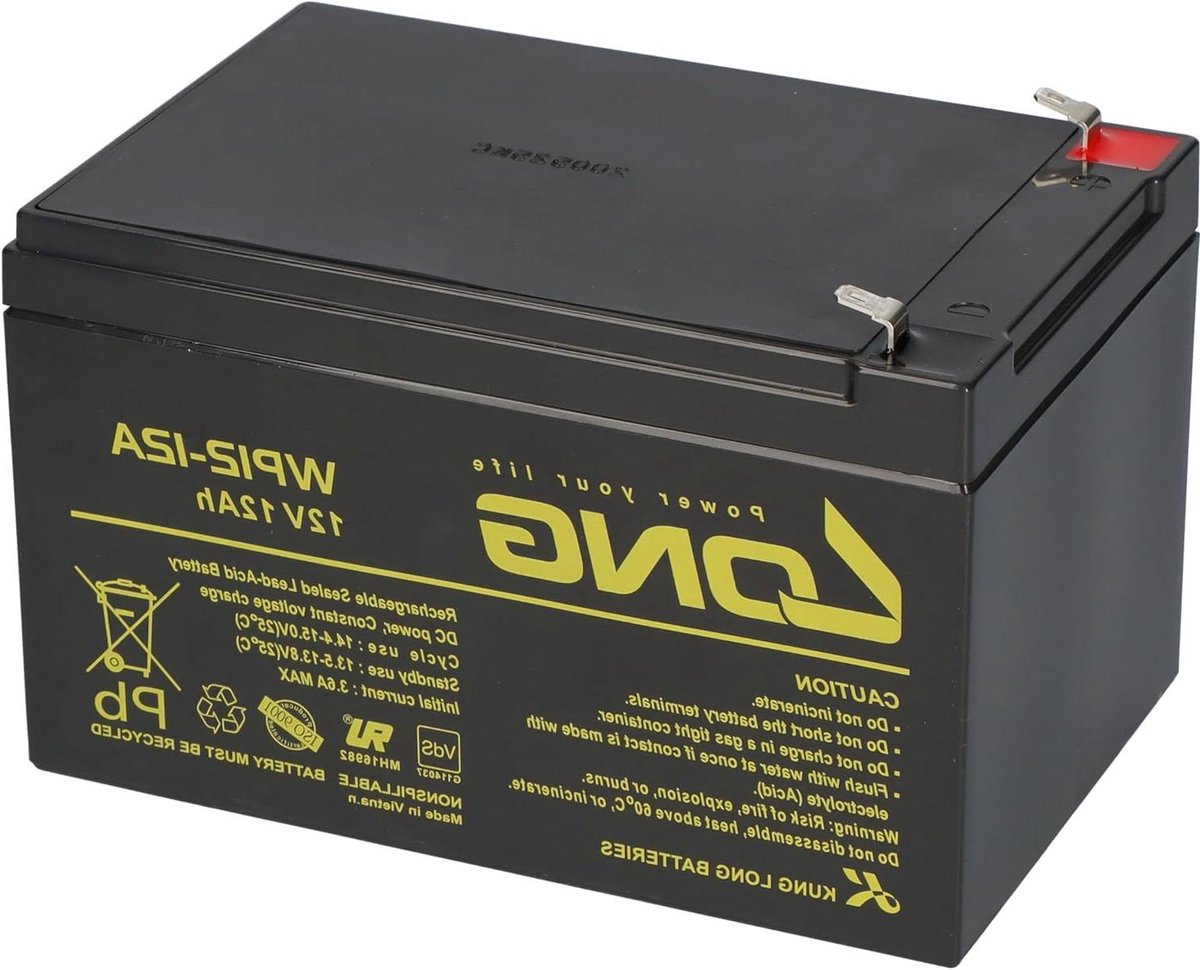 Oplaadbare Batterij - AGM Accu - Noodstroom Voorziening - Onderhoudsvrij Ontwerp - 12 Volt 12 Ah - Zwart